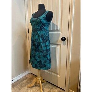 Forest Green Cotton Sleeveless Flower Print Mini Dress - Sonoma - Size Medium